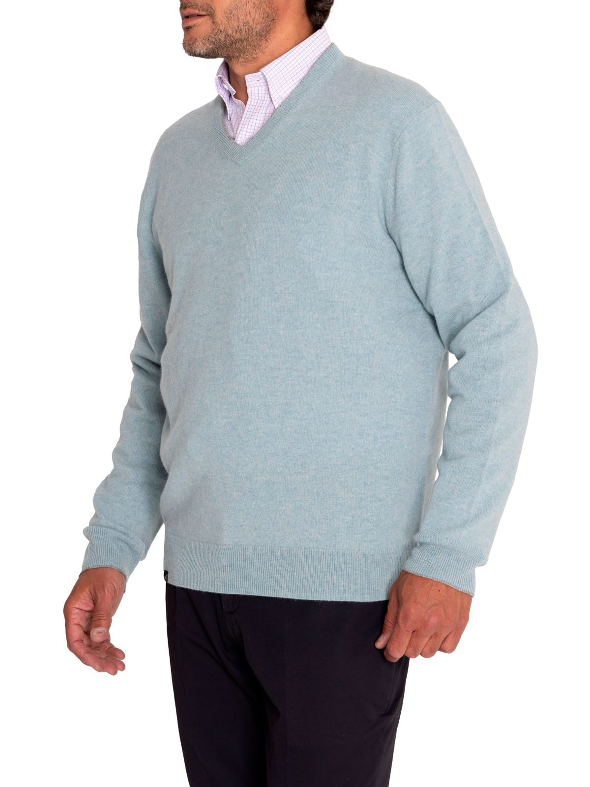 Sweater Cashmere Hombre Cash V Celeste Rockford