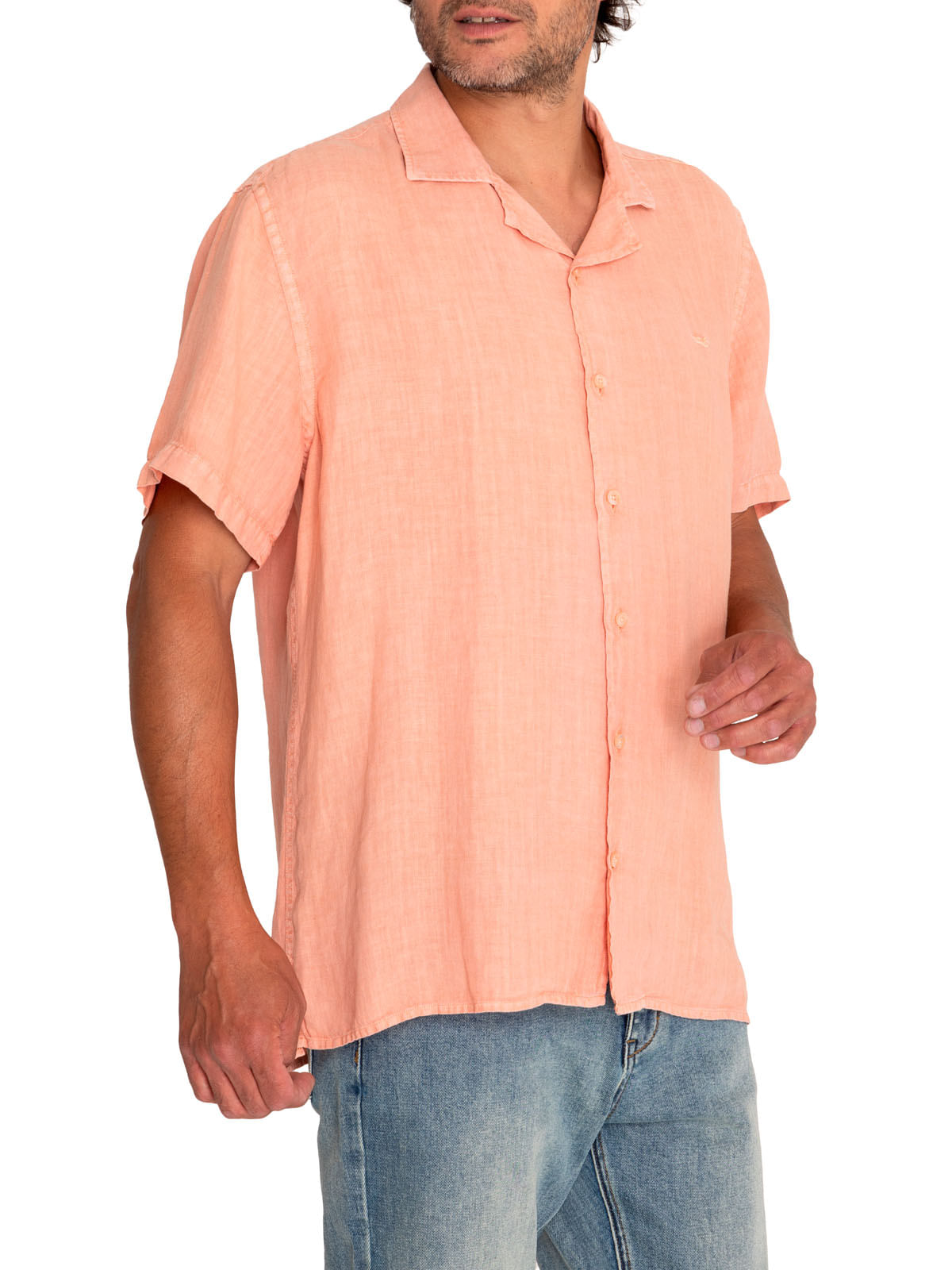 Camisa Lino Orgánico Hombre Braga Coral Rockford