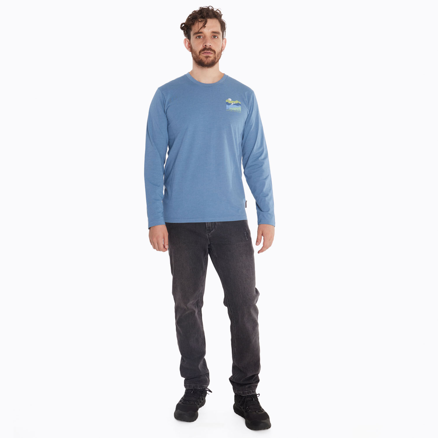 Polera Hombre Logo Azul Merrell