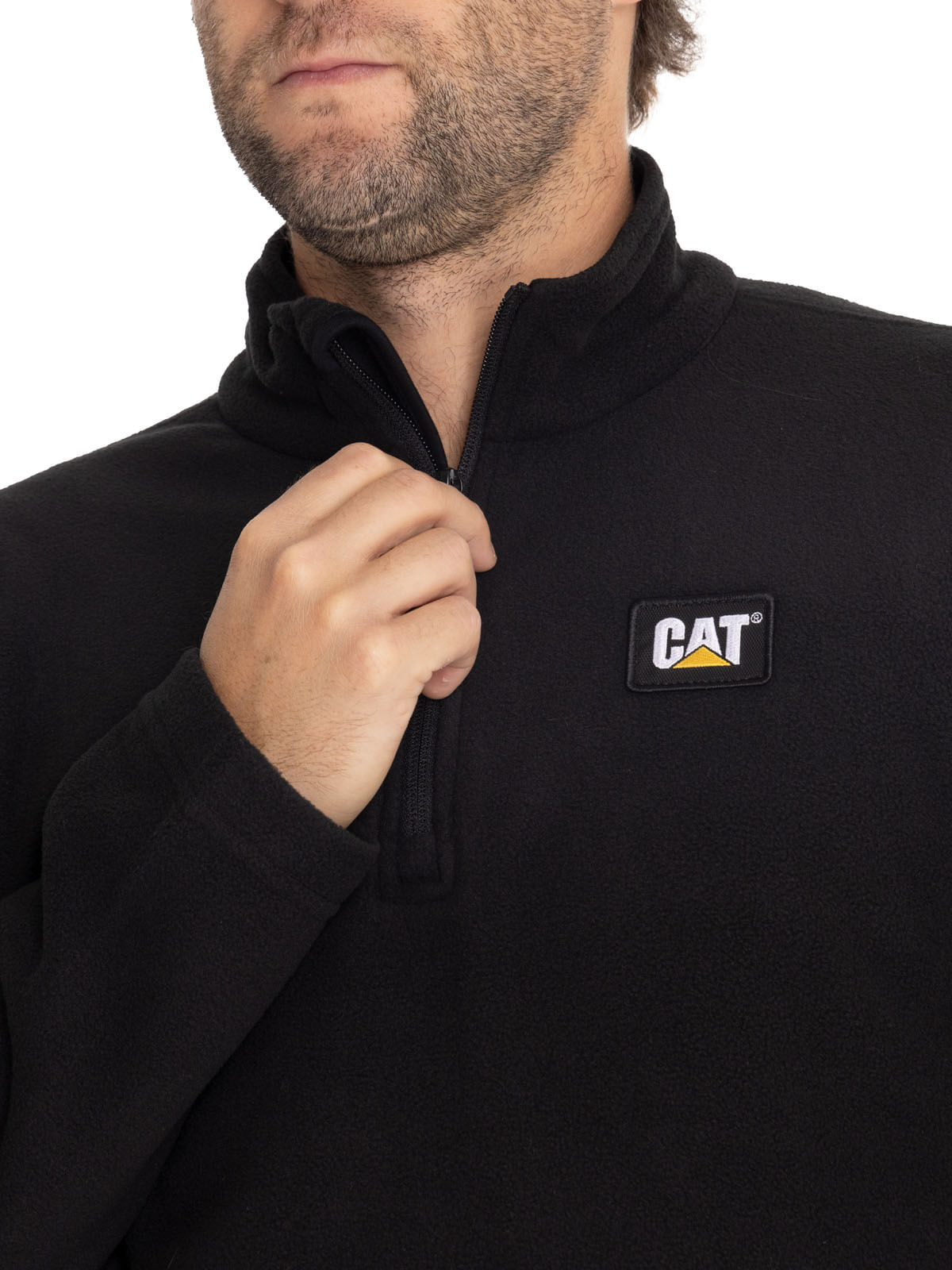 Polar Casual Hombre Microfleece Quarter Zip Negro Cat