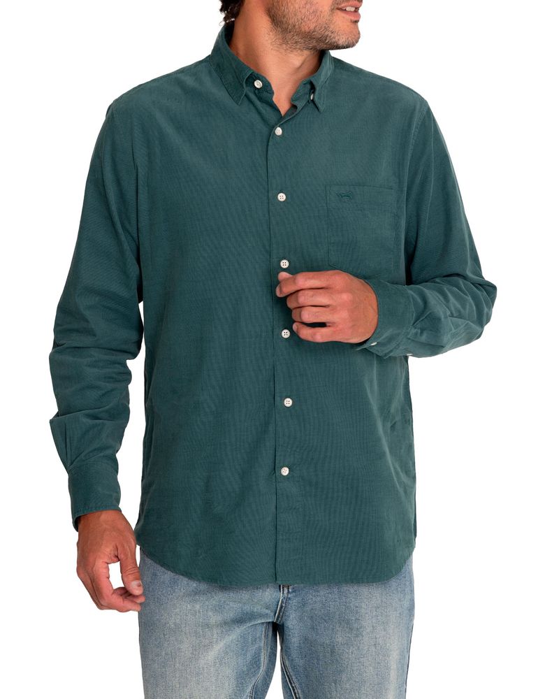 Camisa-Algodon-Organico-Hombre-Corduroy-Verde-Rockford