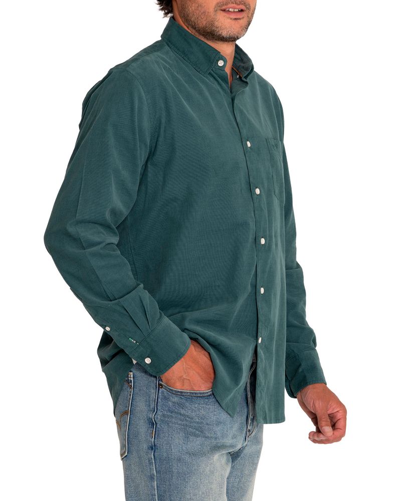 Camisa-Algodon-Organico-Hombre-Corduroy-Verde-Rockford