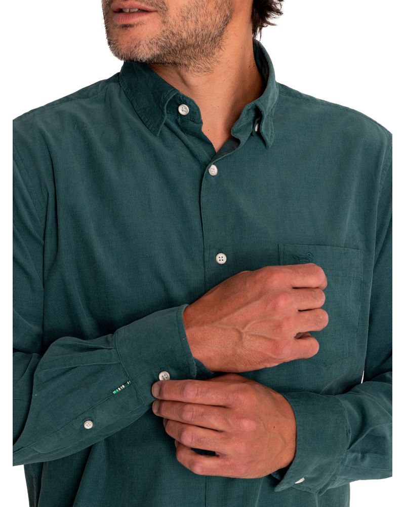 Camisa-Algodon-Organico-Hombre-Corduroy-Verde-Rockford