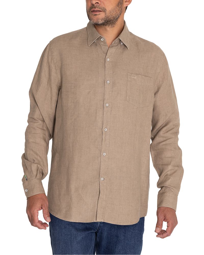 Camisa-Lino-Hombre-Linen-Beige-Crudo-Rockford