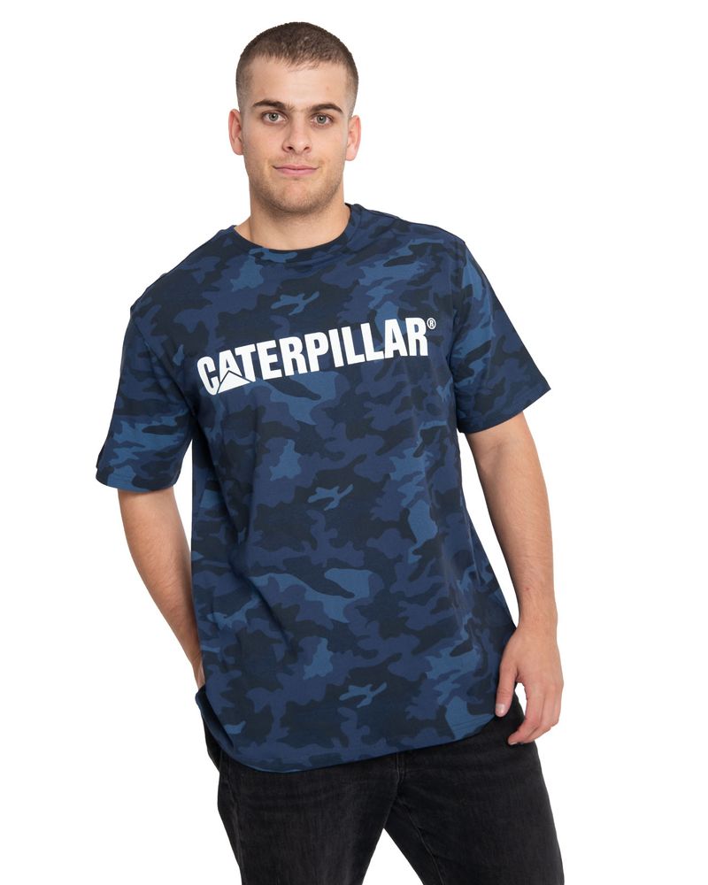 Polera-Manga-corta-Casual-Unisex-ORIGINAL-FIT-CATERPILLAR-LOGO-TEE-AZUL-CAT