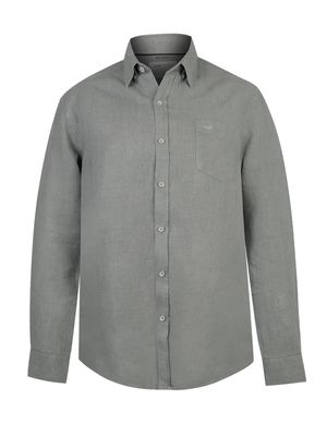 Camisa Lino Hombre Linen Verde Rockford