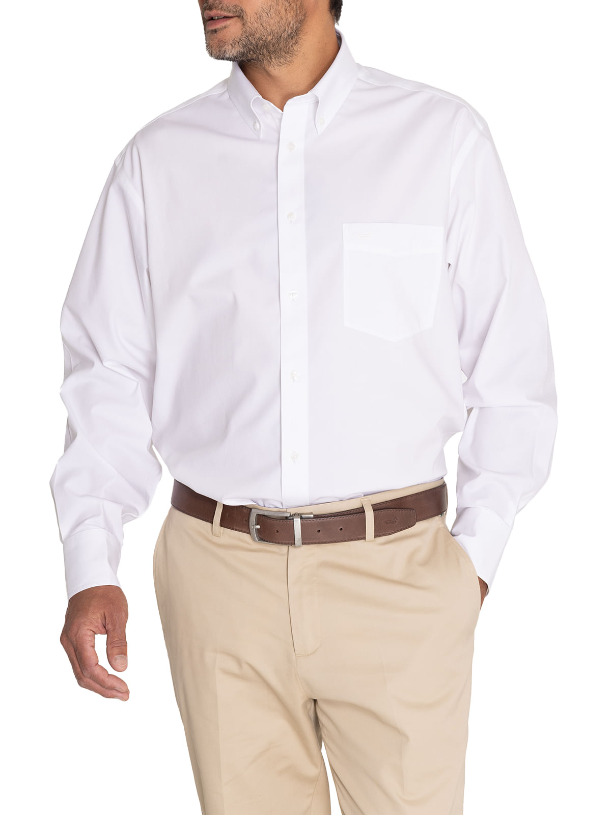 Camisa Libre De Arrugas Hombre Wor Cuello Button-Down Blanco Rockford