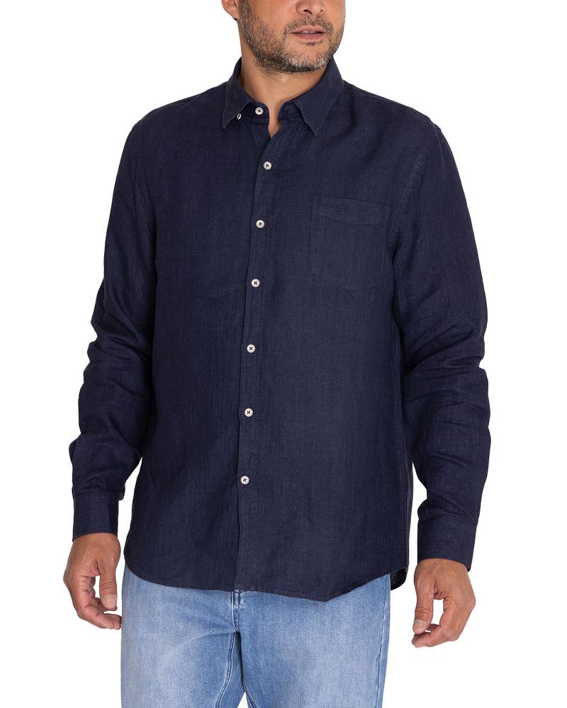 Camisa-Lino-Hombre-Linen-Azul-Rockford