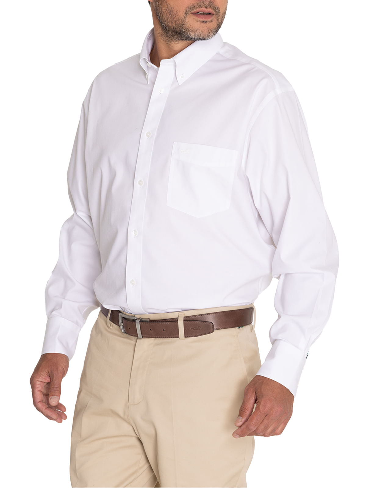 Camisa Libre De Arrugas Hombre Wor Cuello Button-Down Blanco Rockford