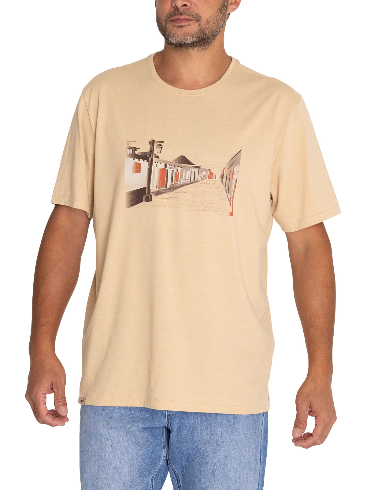 Polera Fibras Recicladas Hombre Places Beige/Crudo Rockford