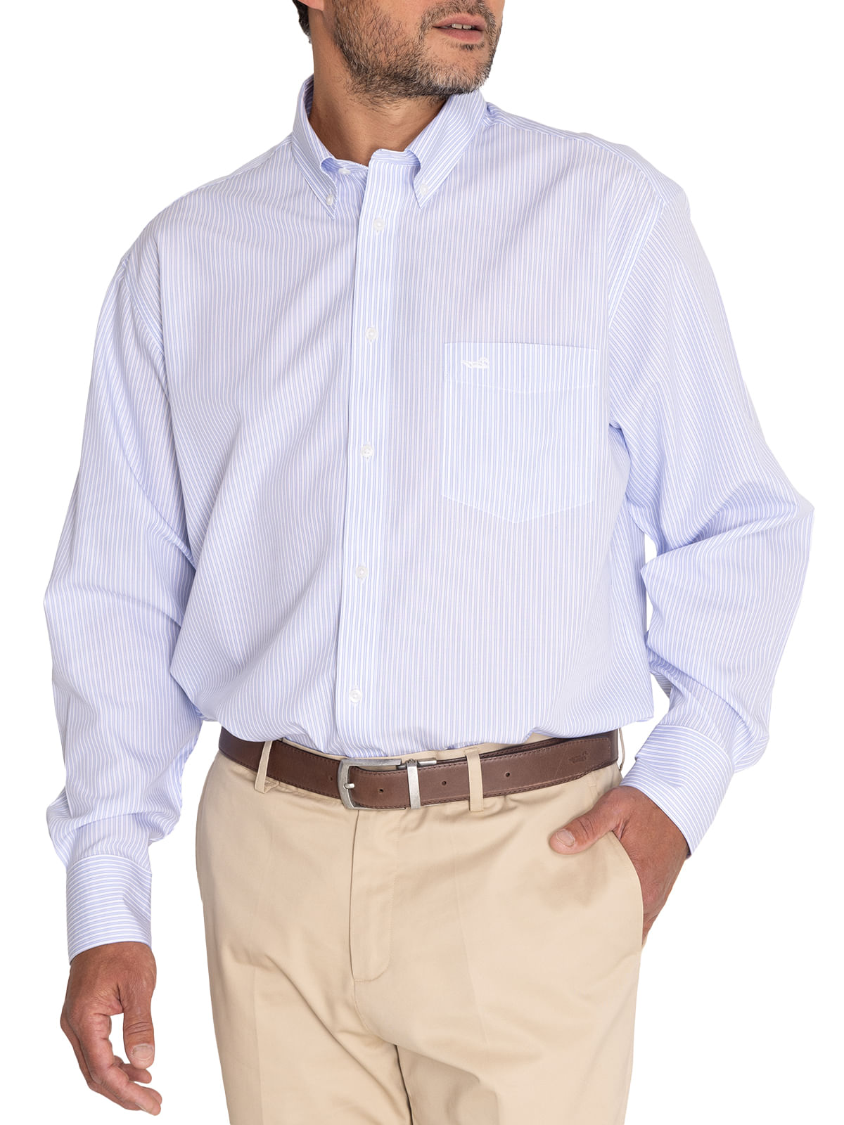 Camisa Libre De Arrugas Hombre WF Cuello Button-Down Celeste Rockford