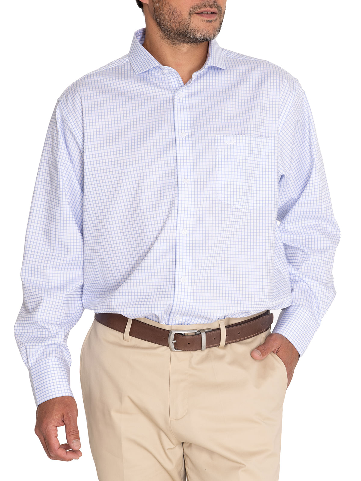Camisa Easylife Hombre Cuello Italiano Azul Claro Rockford
