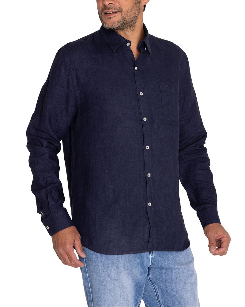 Camisa-Lino-Hombre-Linen-Azul-Rockford