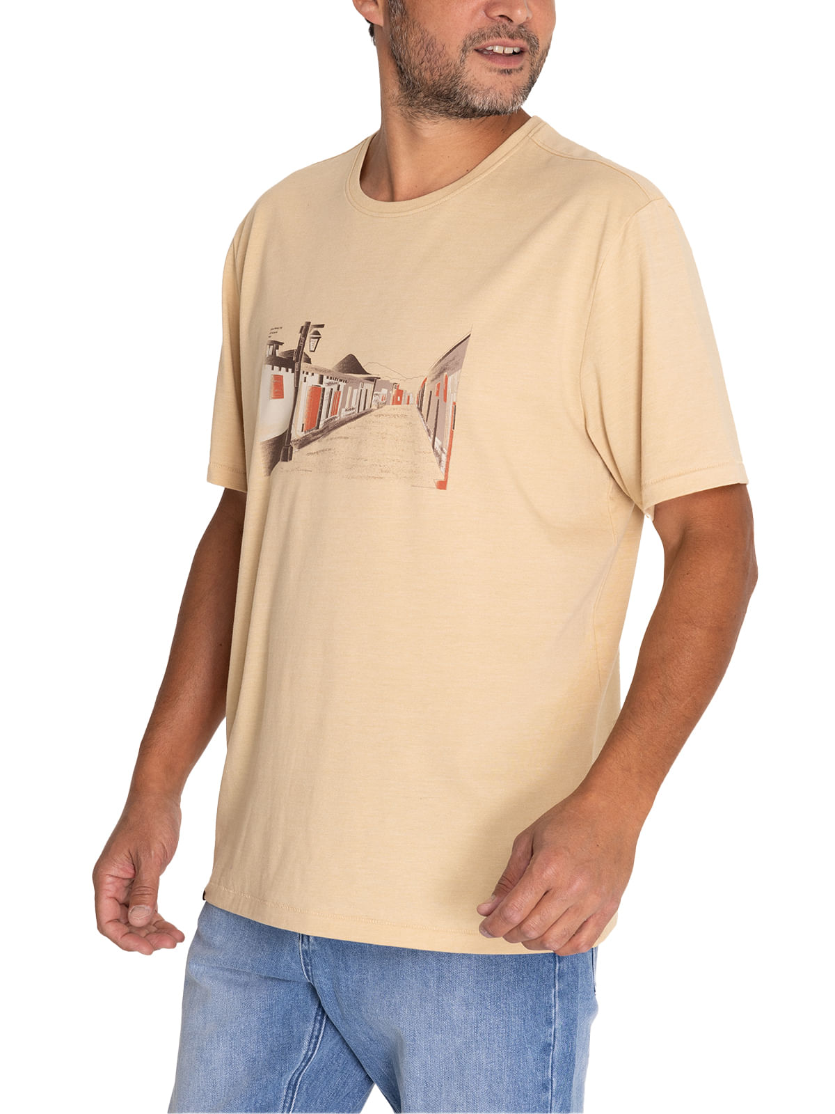 Polera Fibras Recicladas Hombre Places Beige/Crudo Rockford