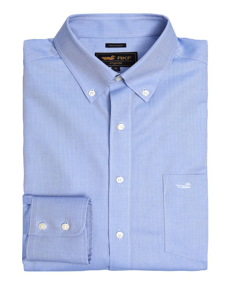 Camisa-Libre-De-Arrugas-Hombre-Wor-Cuello-Button-Down-Azul-Rockford