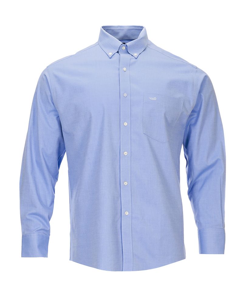 Camisa-Libre-De-Arrugas-Hombre-Wor-Cuello-Button-Down-Azul-Rockford