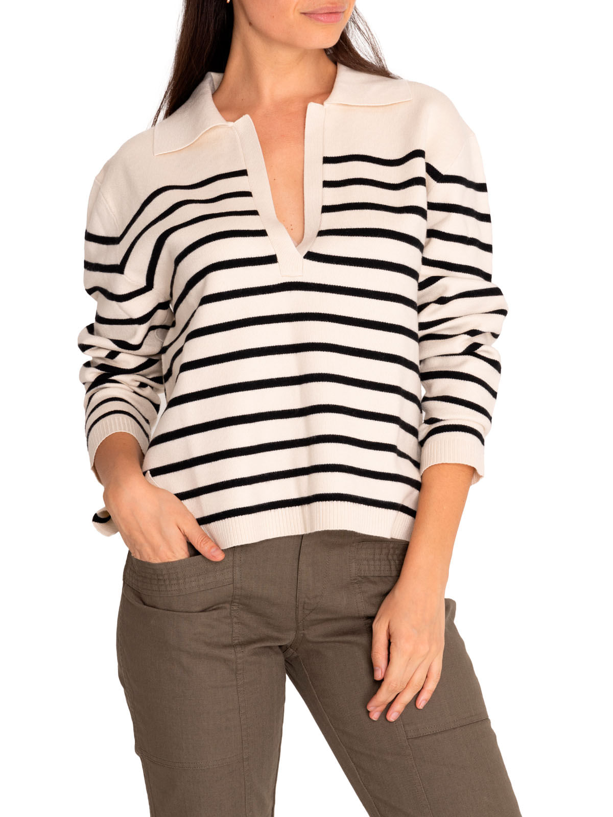 Sweater Fibras Recicladas Mujer Rosa Blanco Rockford