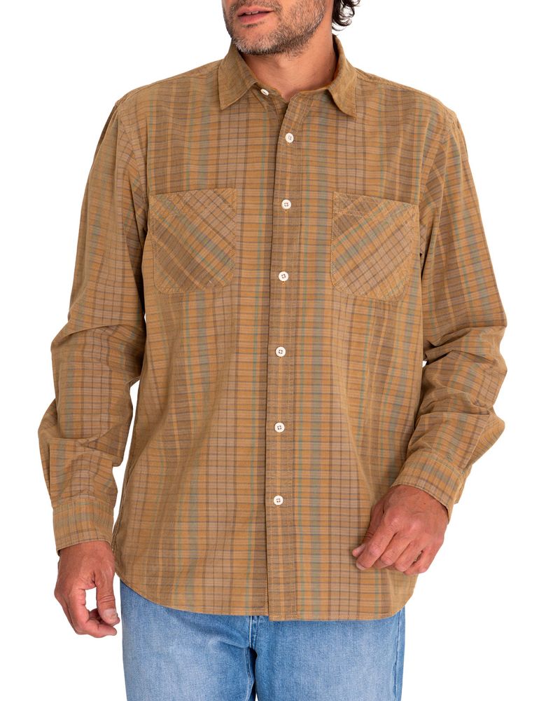 Camisa-Algodon-Organico-Hombre-Tartancord-Beige-Crudo-Rockford