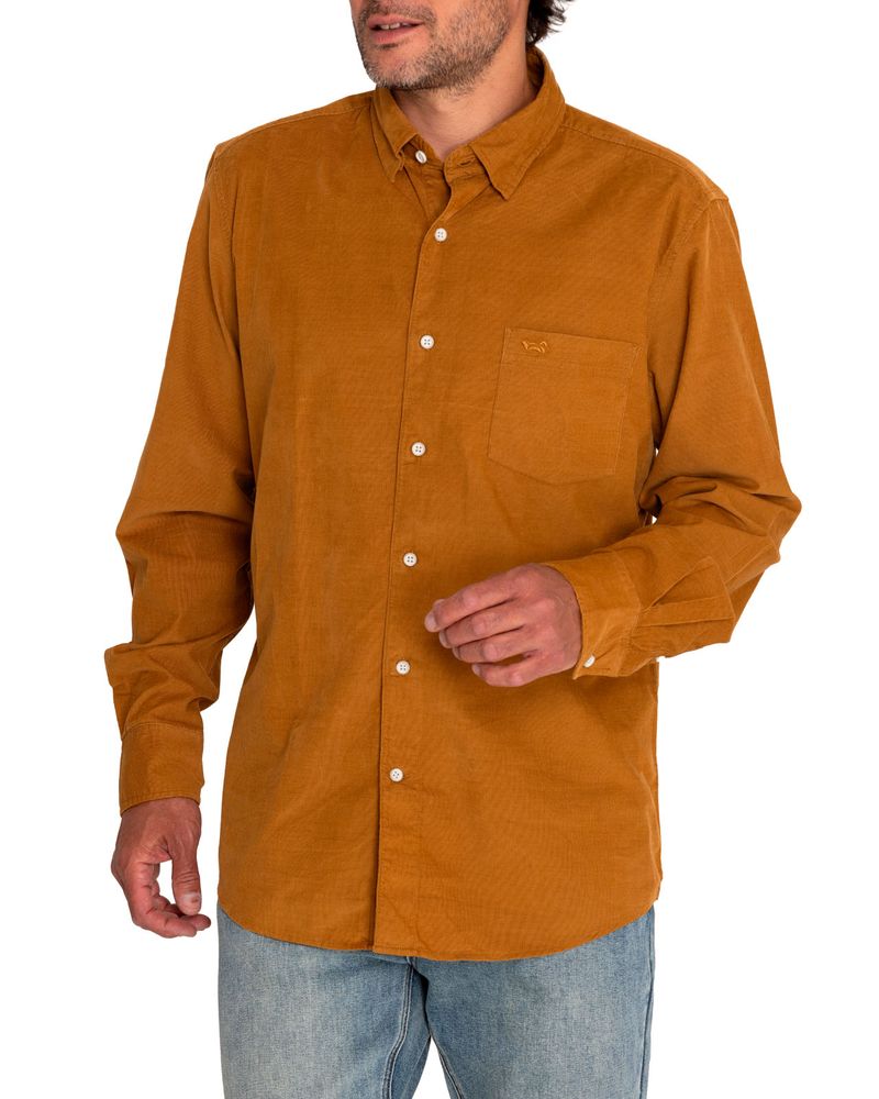 Camisa-Algodon-Organico-Hombre-Corduroy-Cafe-Rockford