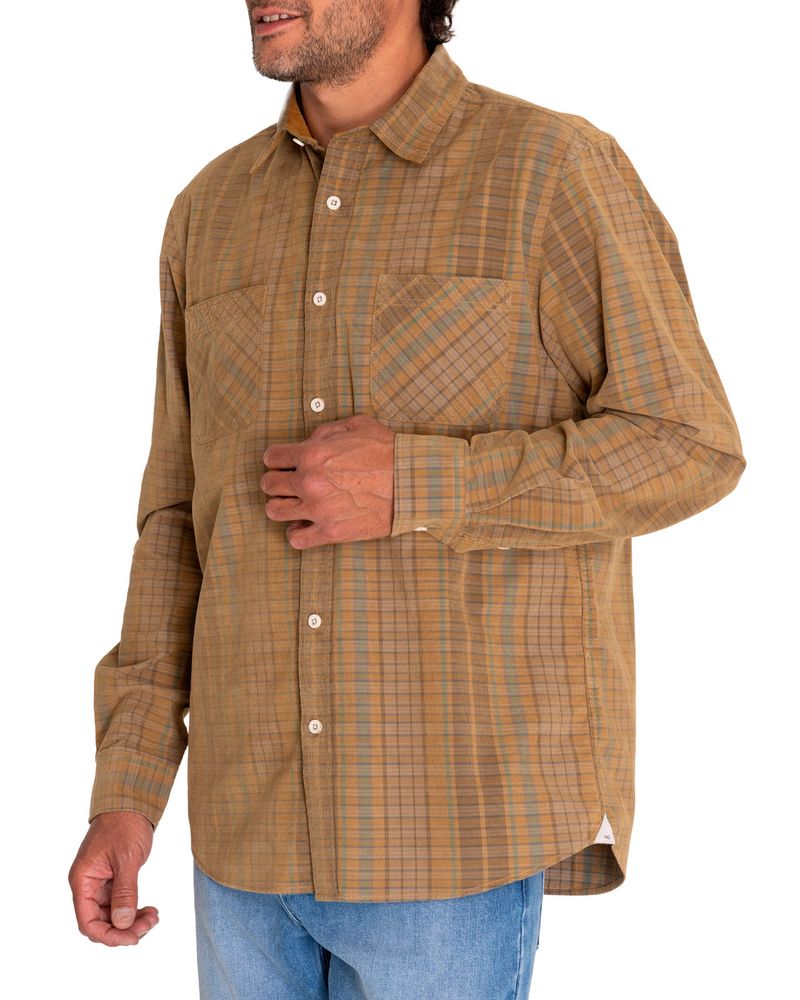 Camisa-Algodon-Organico-Hombre-Tartancord-Beige-Crudo-Rockford