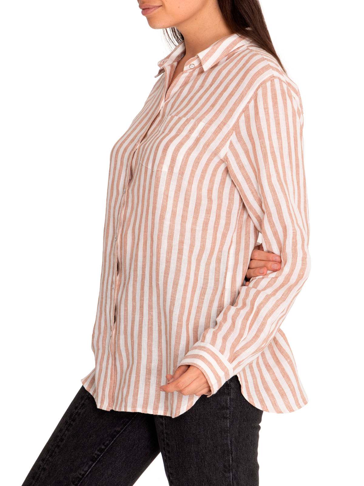 Blusa Lino Orgánico Mujer Lirioline Café Rockford