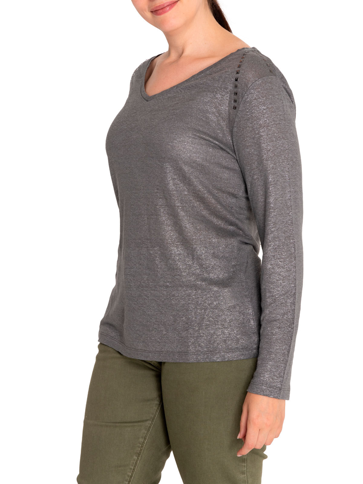 Polera Lino Orgánico Mujer Emily Gris Rockford