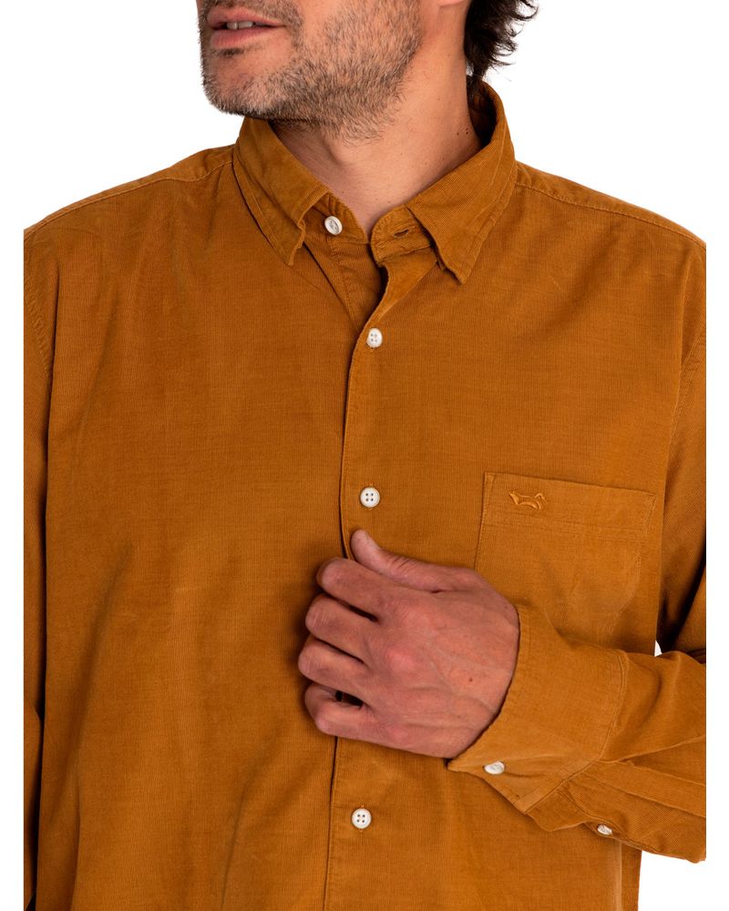 Camisa-Algodon-Organico-Hombre-Corduroy-Cafe-Rockford