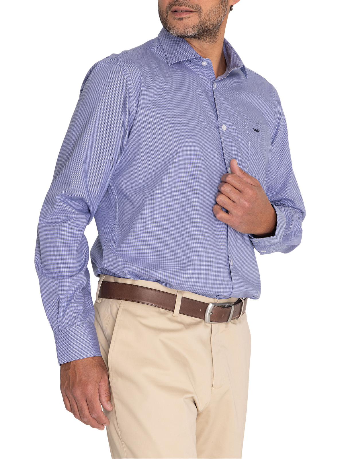 Camisa Lana Hombre Wool Azul Rockford