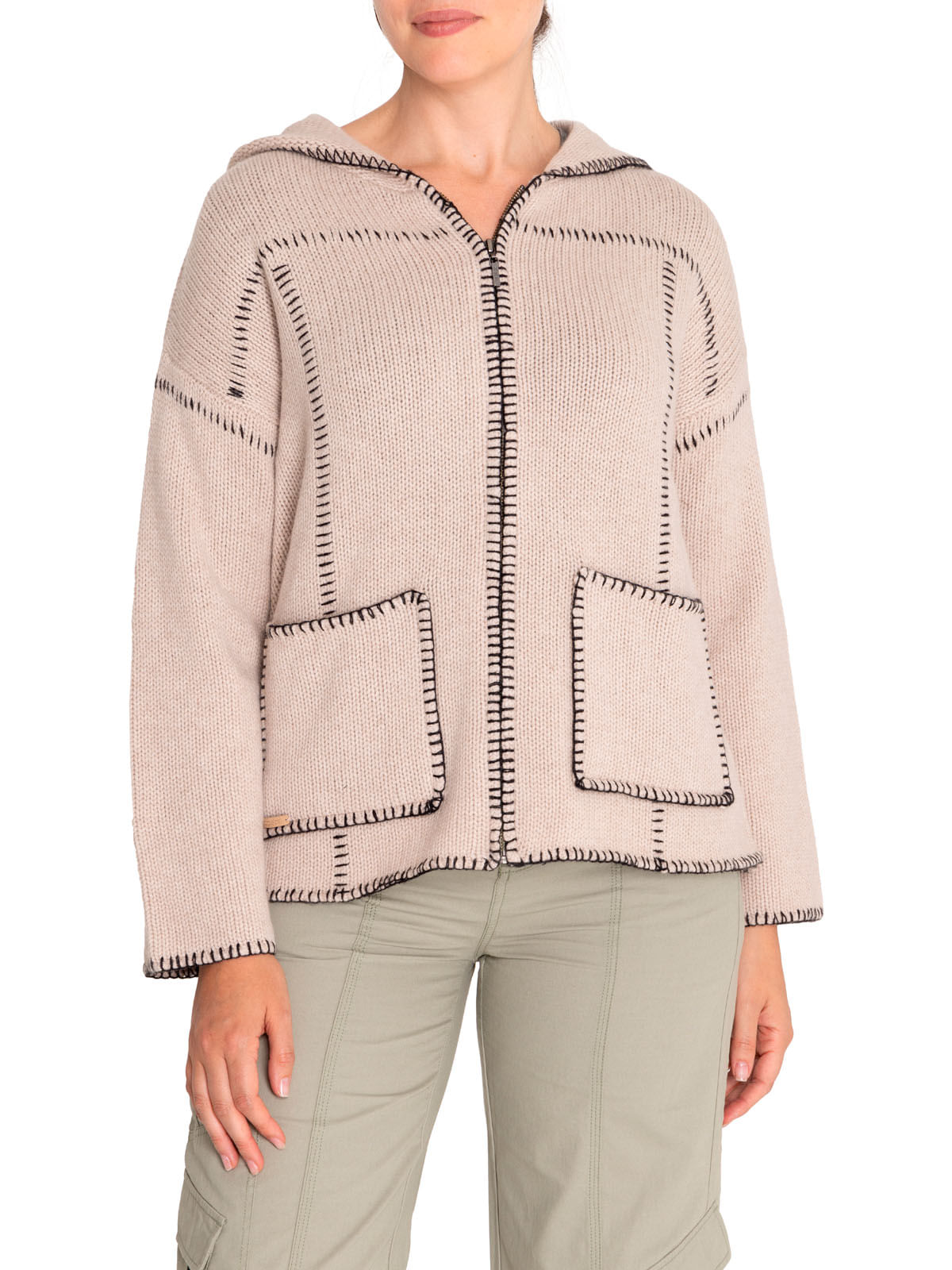 Sweater Fibras Recicladas Mujer Canela Blanco Rockford