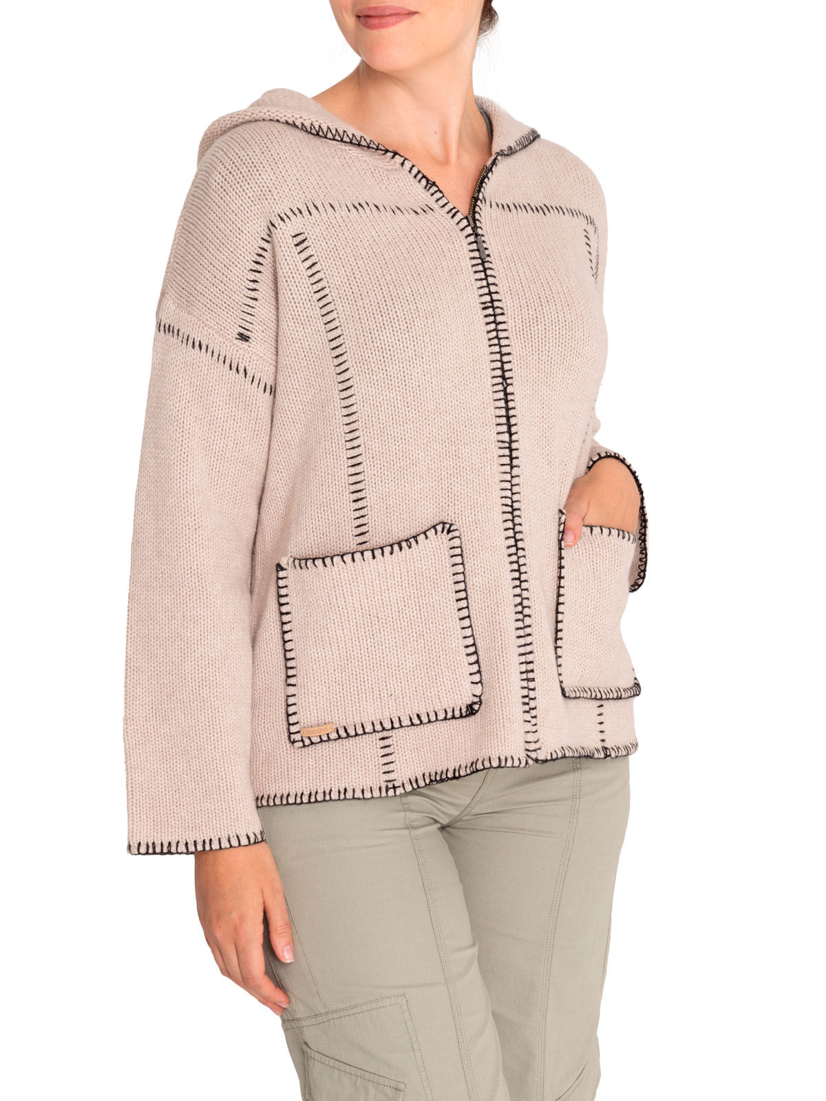 Sweater Fibras Recicladas Mujer Canela Blanco Rockford