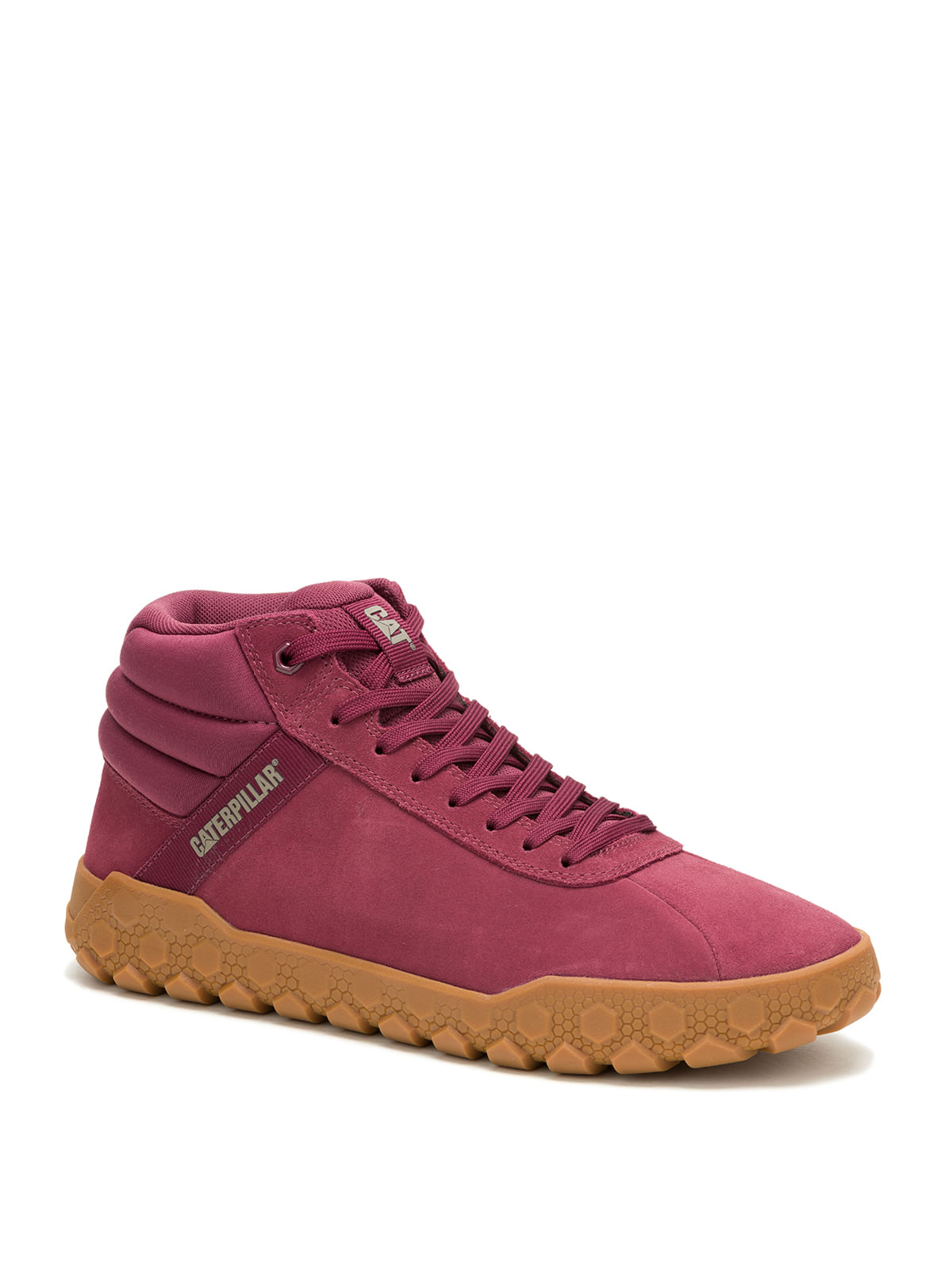 Zapatilla Con Caña Gamuza Hombre Hex + Mid Burdeo Cat