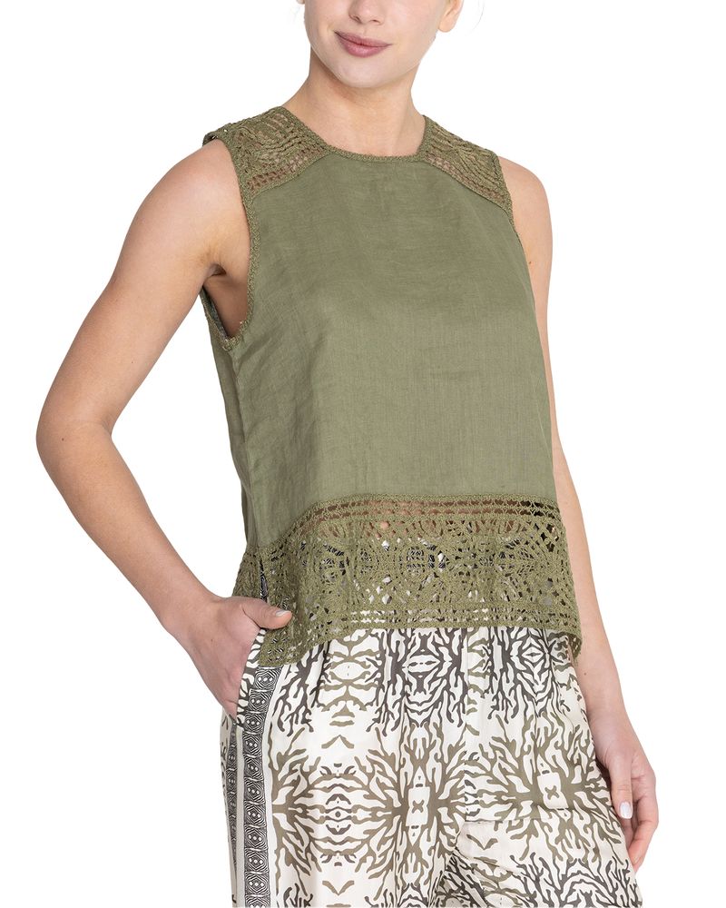 Blusa-Lino-Organico-Mujer-Mele-Verde-Rockford