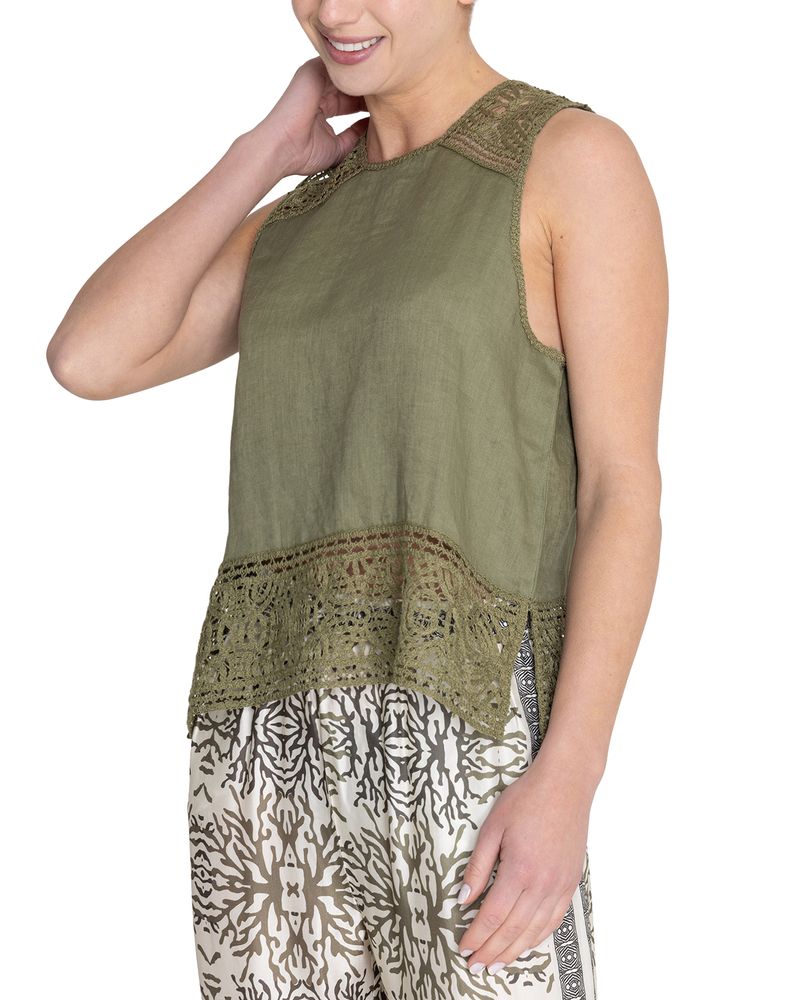 Blusa-Lino-Organico-Mujer-Mele-Verde-Rockford