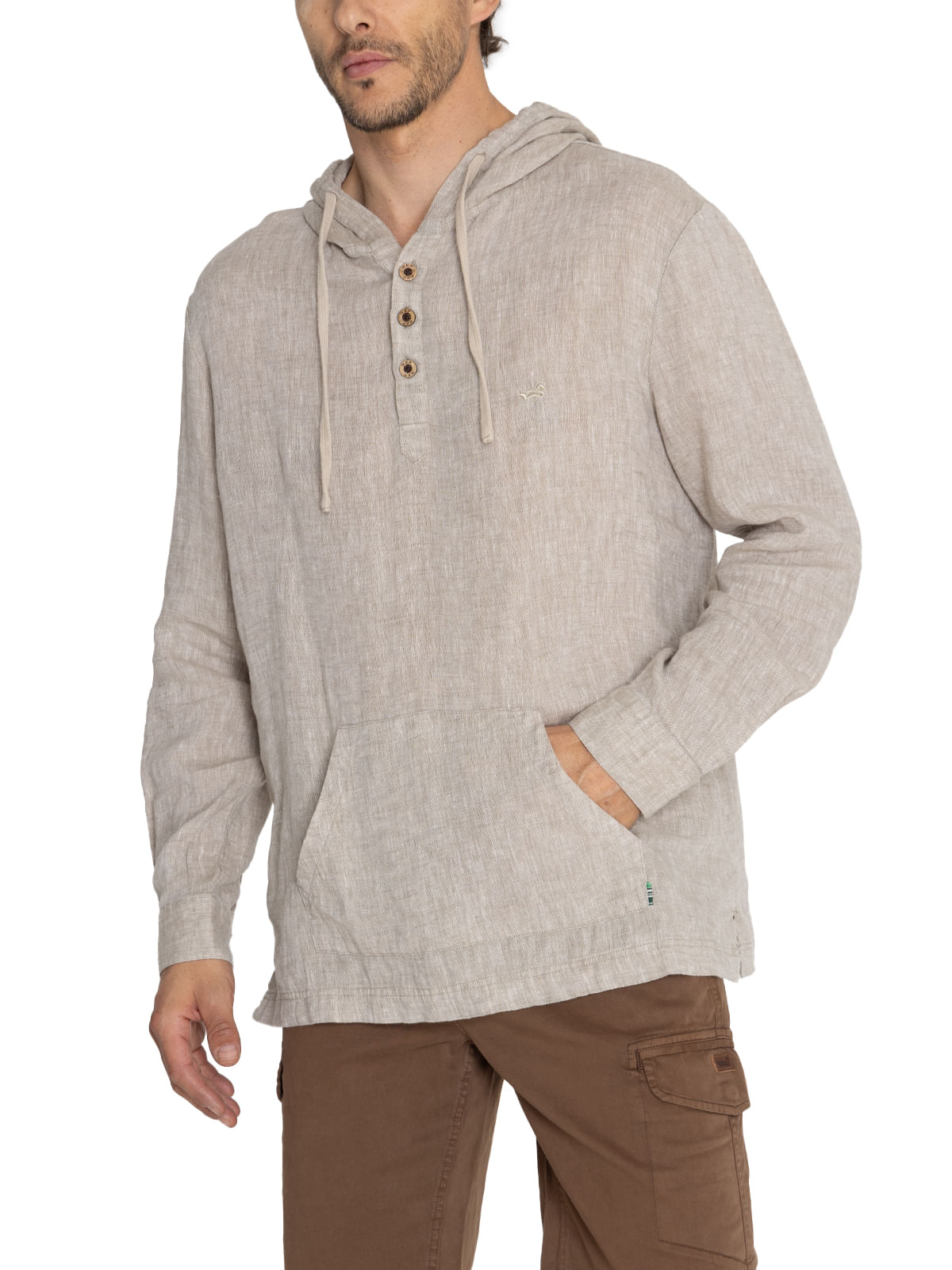 Poleron Lino Orgánico Hombre Linen Café Rockford