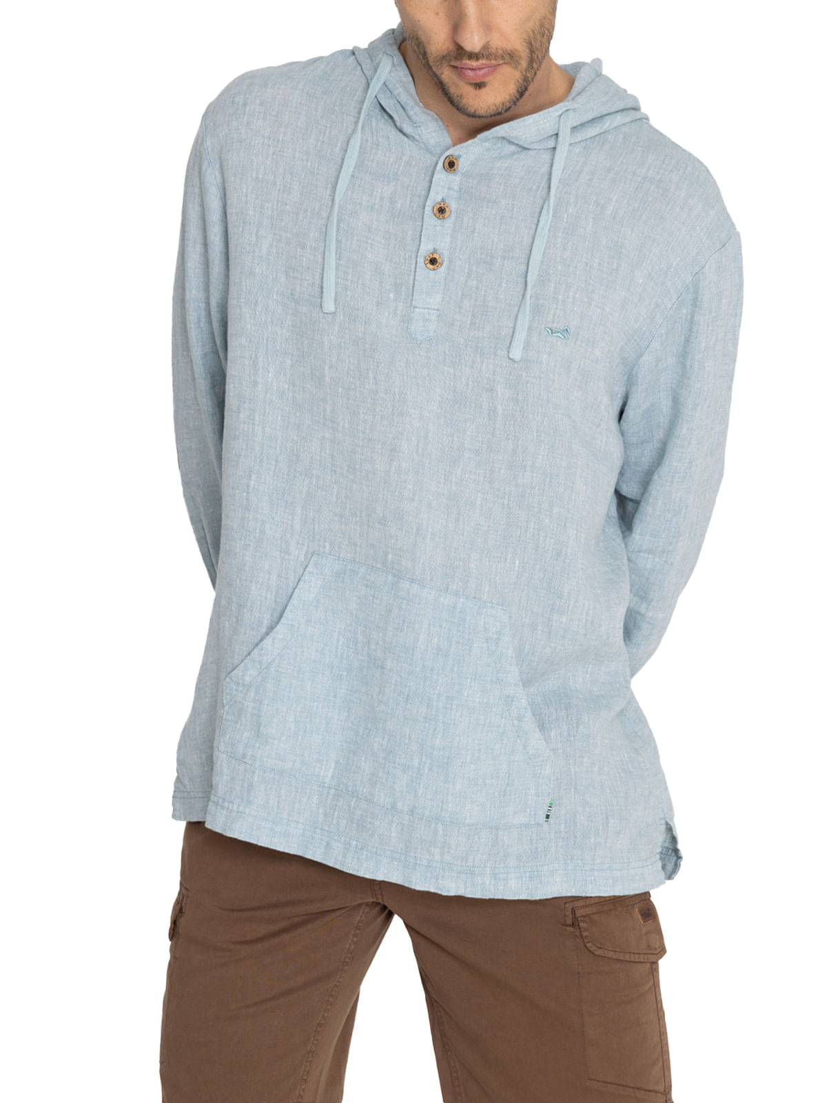 Poleron Lino Orgánico Hombre Linen Verde Rockford