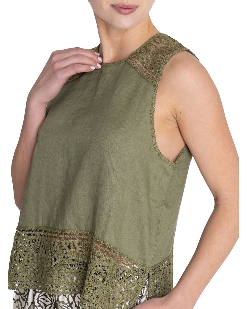 Blusa-Lino-Organico-Mujer-Mele-Verde-Rockford