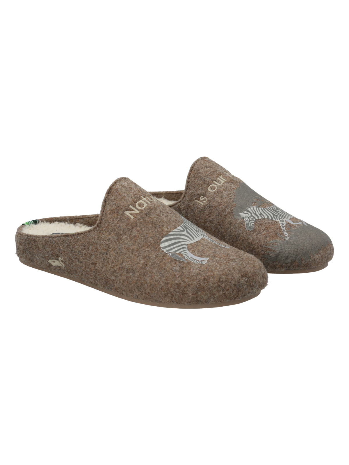 Pantufla Fibras Recicladas Unisex Slipper Zebra Café Rockford