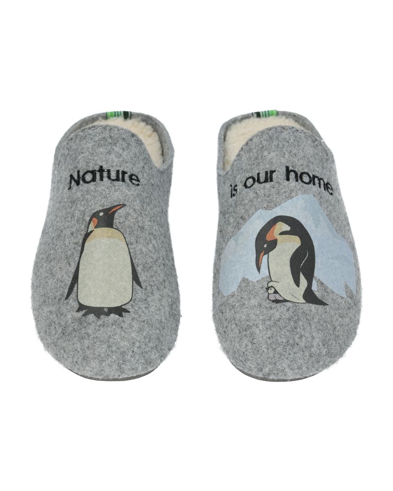 Pantufla-Fibras-Recicladas-Unisex-Slipper-Penguin-Gris-Rockford