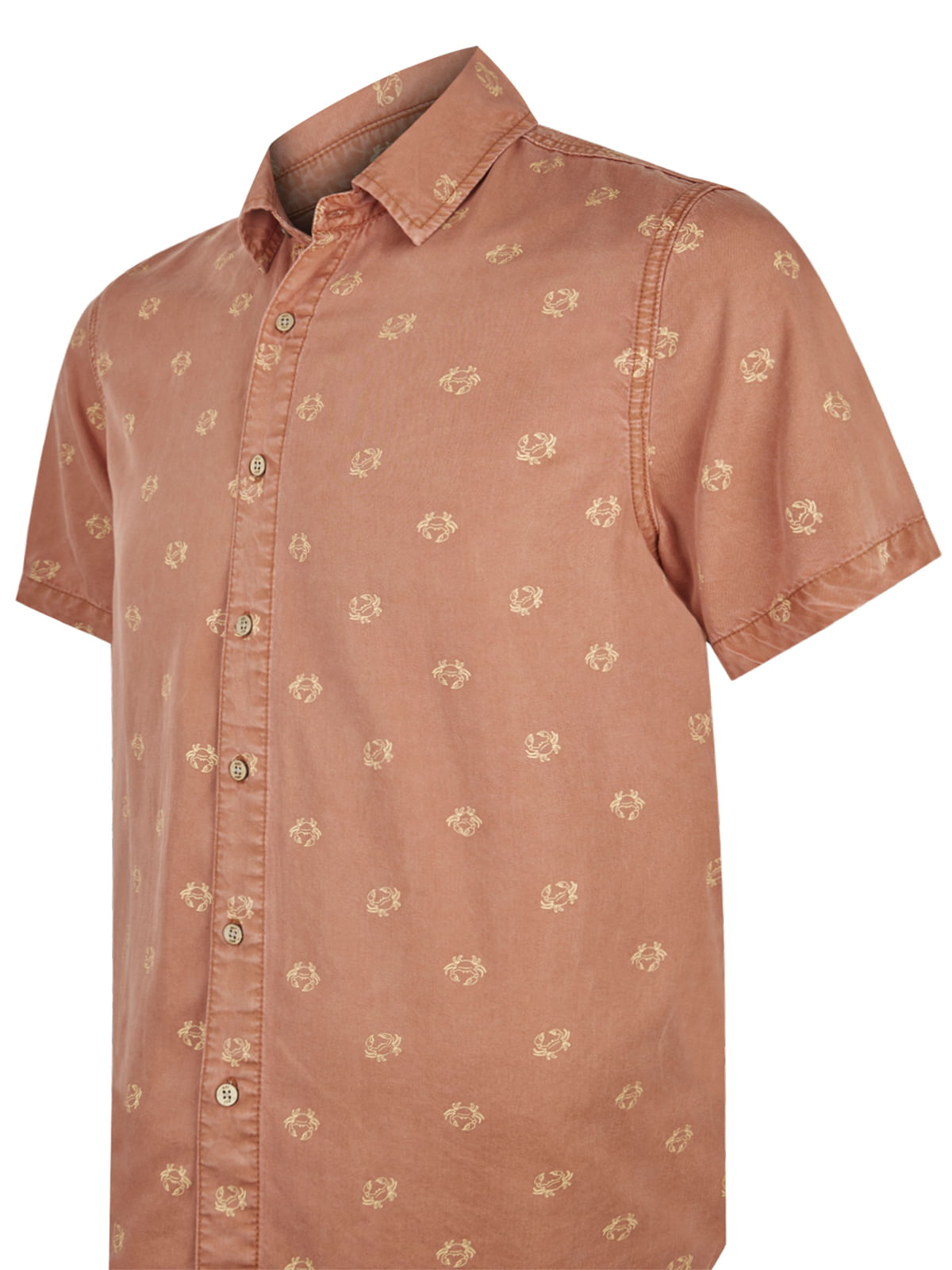 Camisa Tencel Hombre Tencelprint Naranjo Rockford