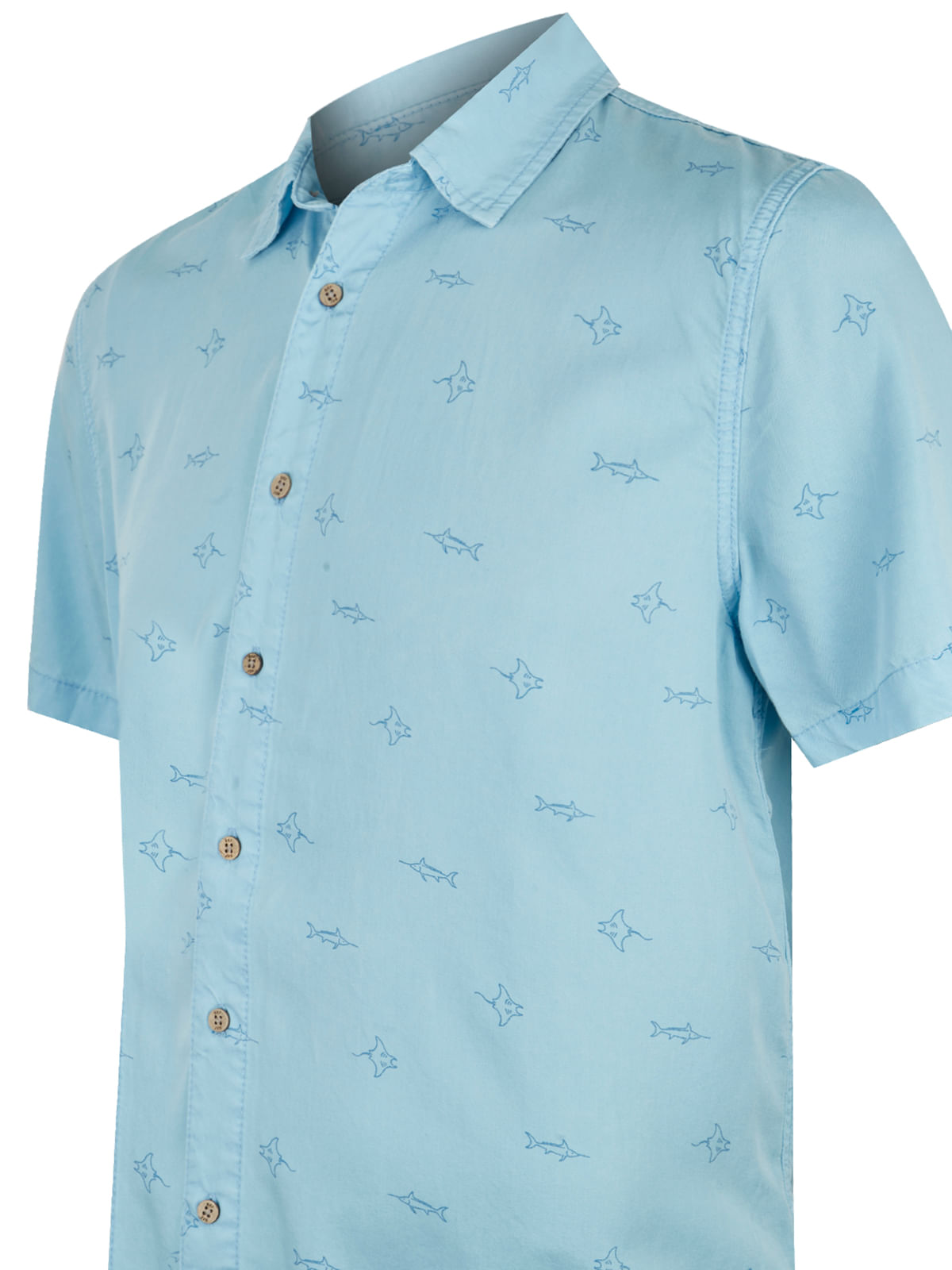 Camisa Tencel Hombre Tencelprint Azul Rockford