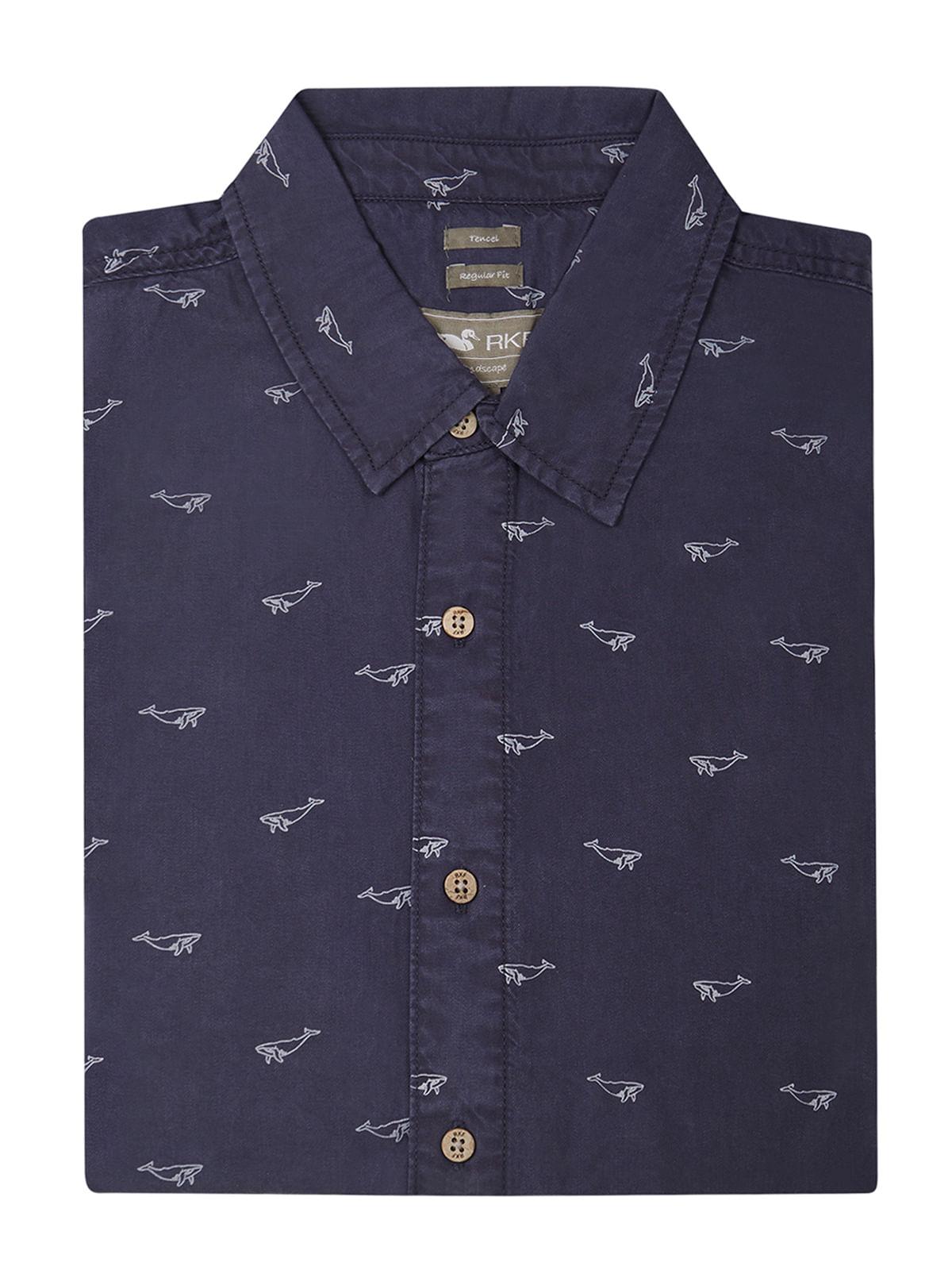 Camisa Tencel Hombre Tencelprint Marino Rockford