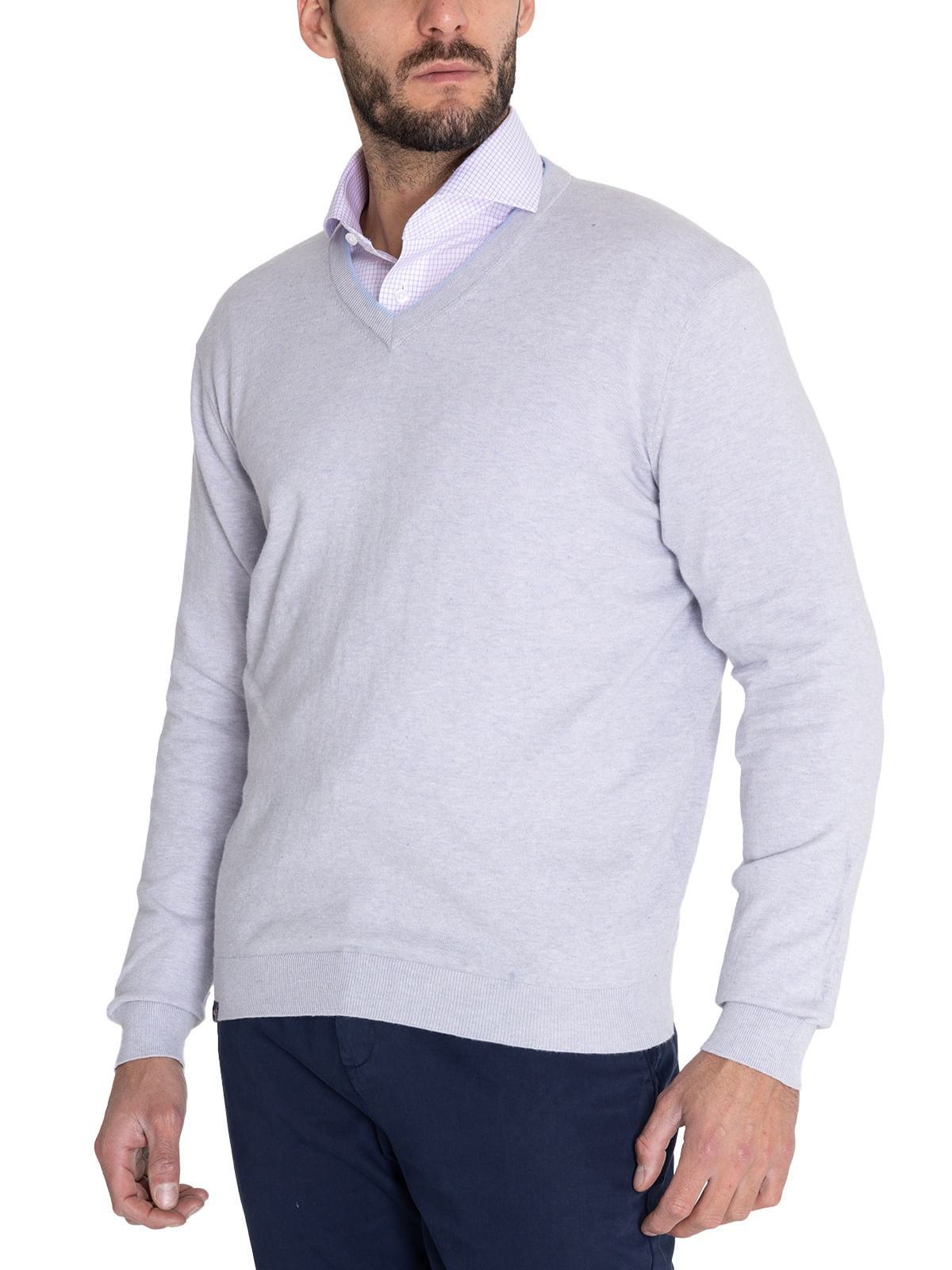 Sweater Algodón Orgánico Hombre Angri V Gris Rockford