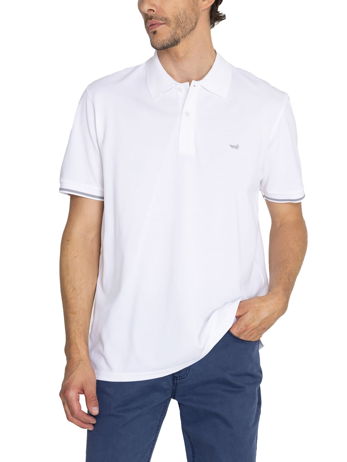 Polera Algodón Pima Hombre Mitchell Blanco Rockford