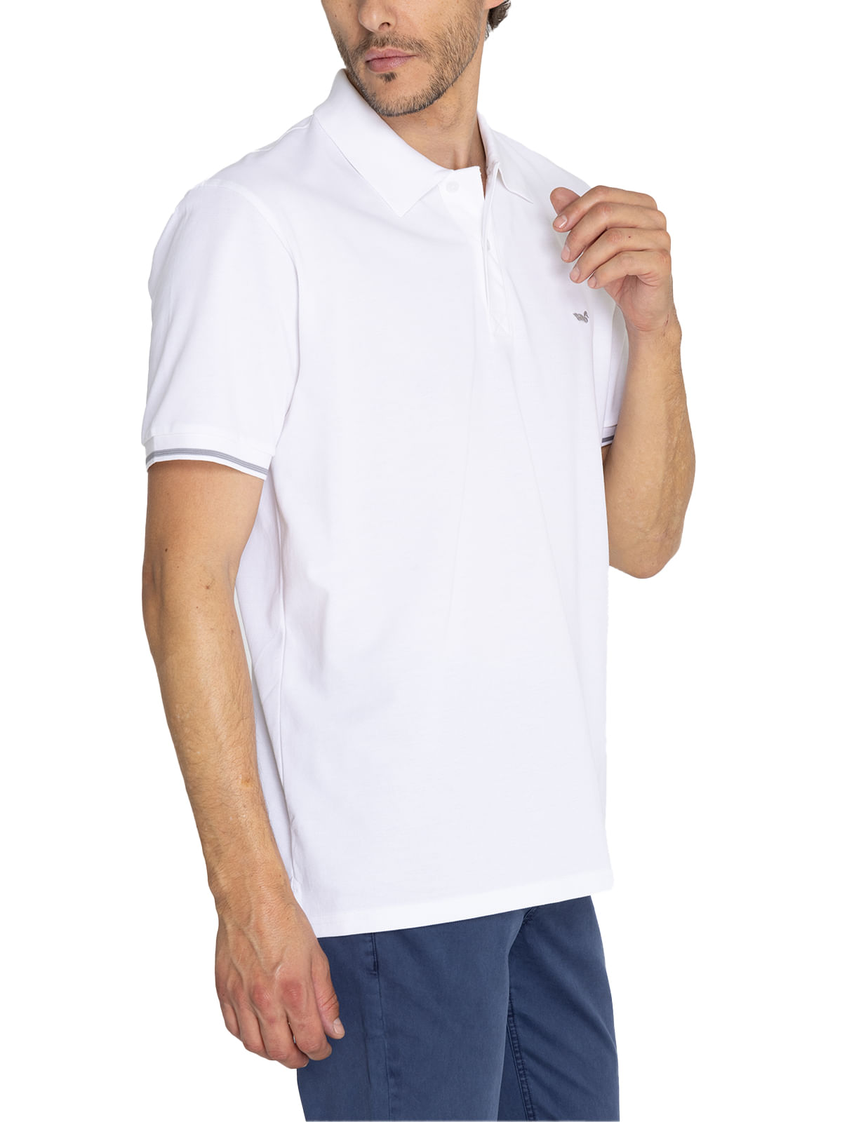 Polera Algodón Pima Hombre Mitchell Blanco Rockford