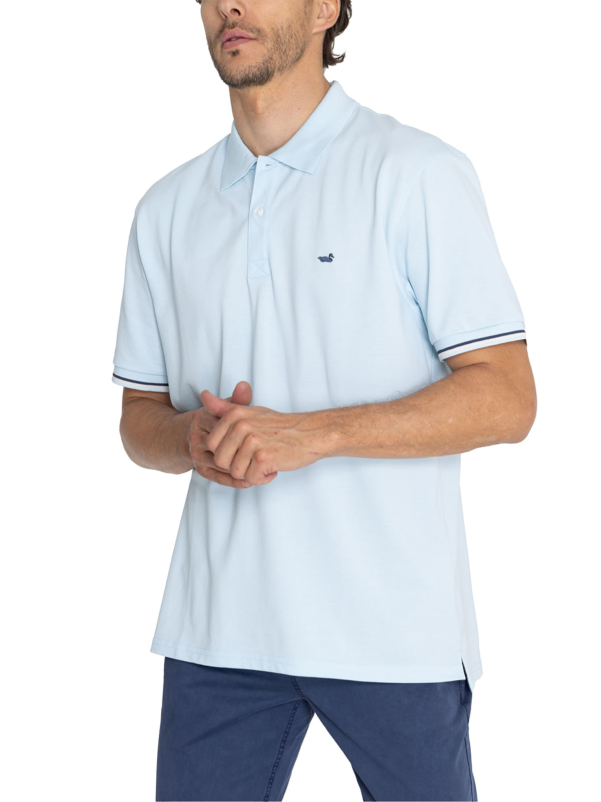 Polera Algodón Pima Hombre Mitchell Celeste Rockford