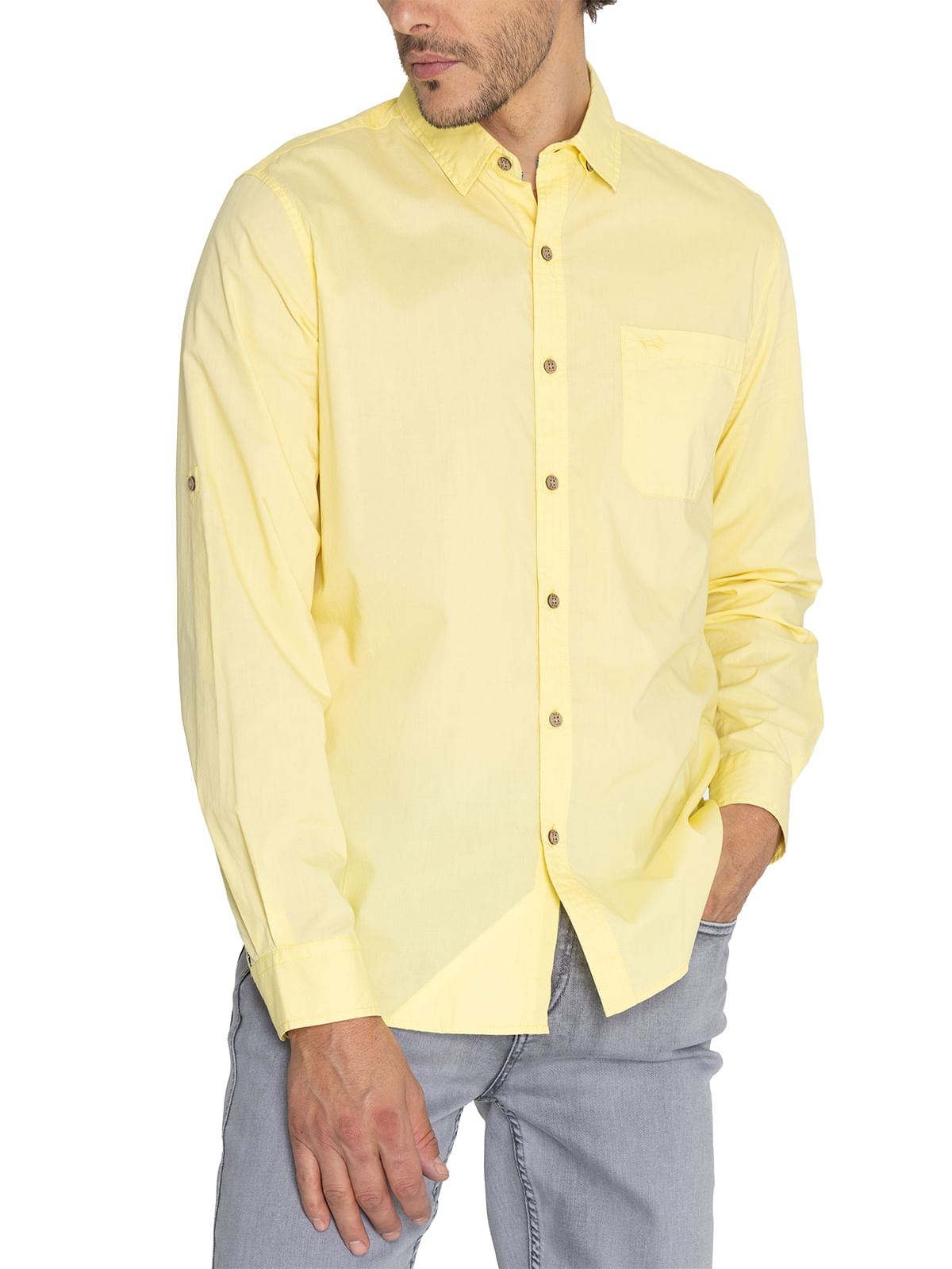 Camisa Algodón Orgánico Hombre Galiton Amarillo Rockford