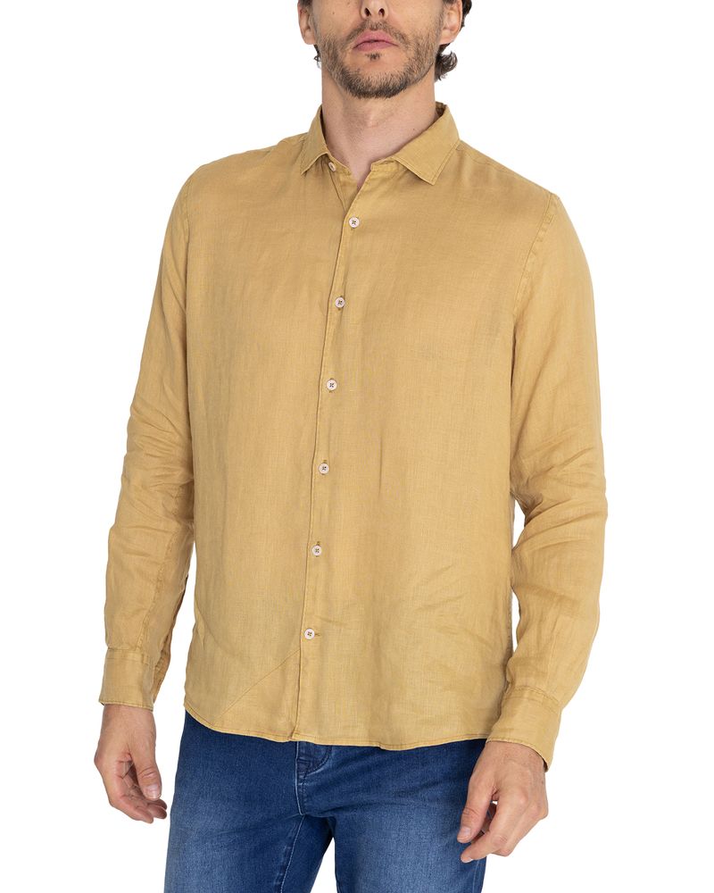 Camisa-Lino-Organico-Hombre-Linenpro-Cafe-Rockford