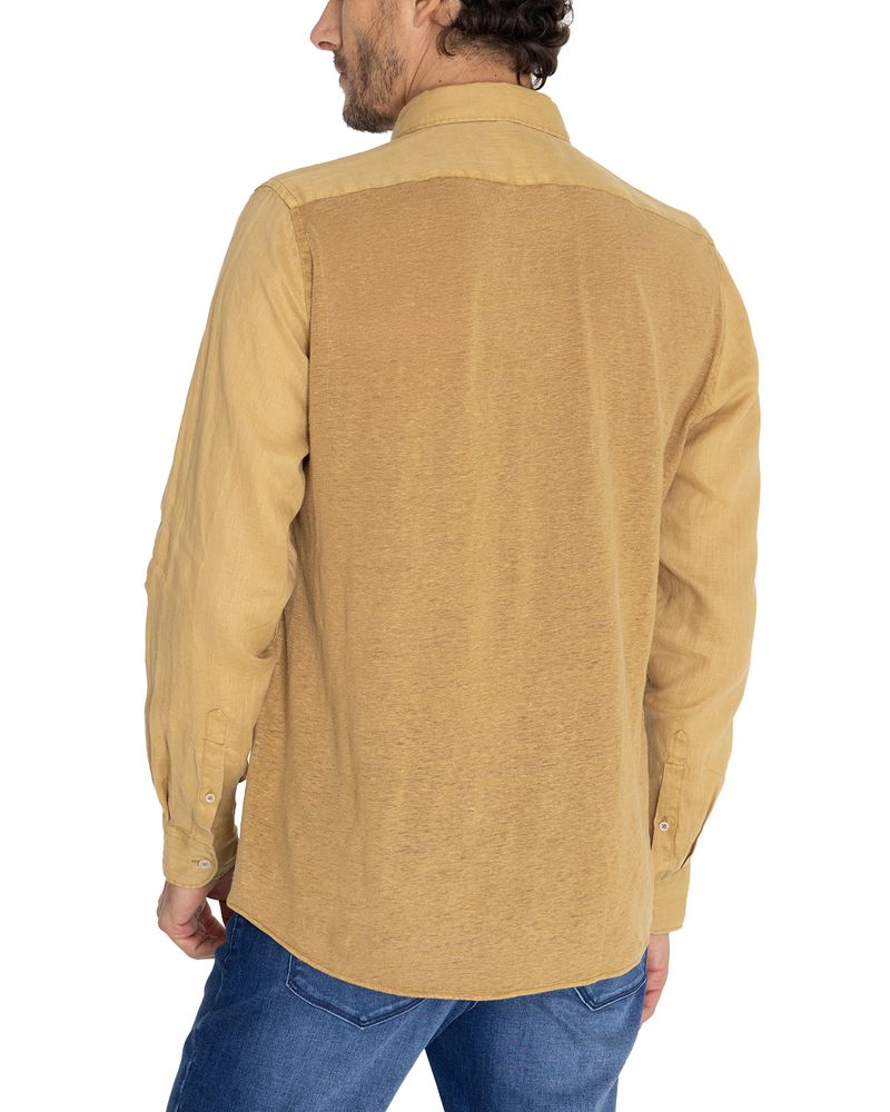 Camisa-Lino-Organico-Hombre-Linenpro-Cafe-Rockford