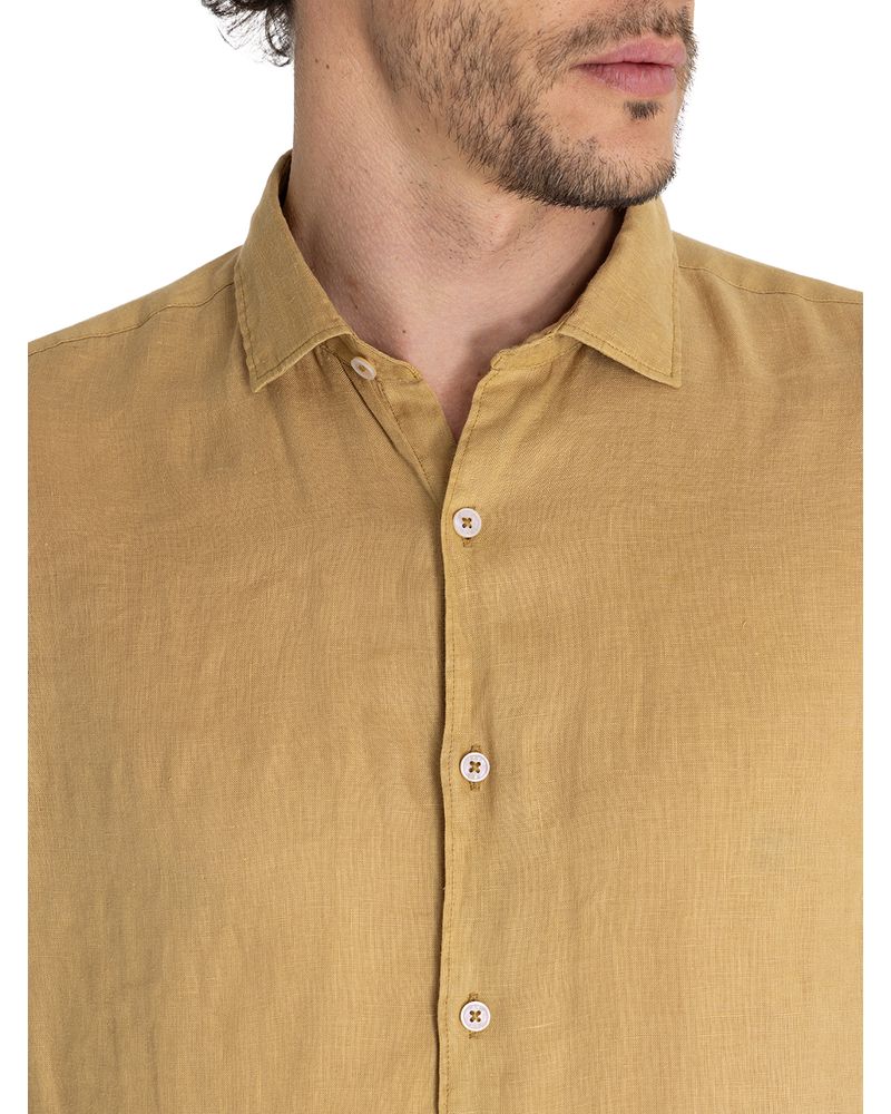 Camisa-Lino-Organico-Hombre-Linenpro-Cafe-Rockford
