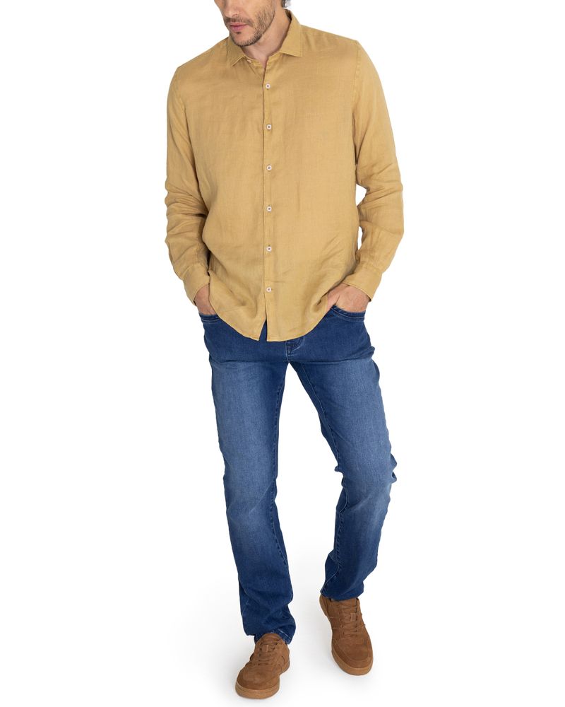 Camisa-Lino-Organico-Hombre-Linenpro-Cafe-Rockford